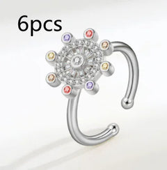 Sterling Silver Rotating Star Plate Ring for Women