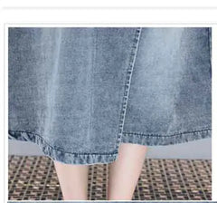 Plus Size Artistic Loose Denim Jumpsuit Dress for Spring