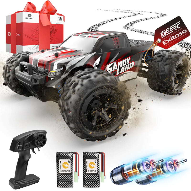 DEERC Remote Control Car High Speed RC Cars for Kids Adults 1:16 Scale 40 KM/H 4WD Off Road Monster Trucks2.4GHz All Terrain Toy Trucks with 2 Rechargeable Battery