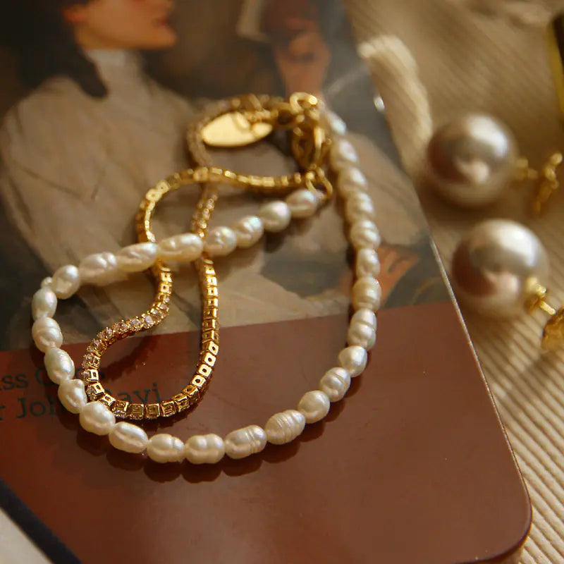 Delicate Freshwater Pearl Double Layer Bracelet for Women