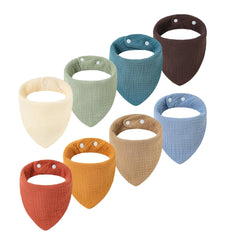 8 PACK Muslin Baby Bibs 6-layer 100% Cotton Unisex Absorbent Adjustable Bandana Drool Bibs for Teething Drooling (Multi&Classic)