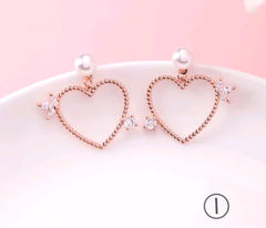 925 Silver Mini Heart Earrings with Red Zirconia