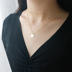 S925 Silver Choker Necklace with Double Layer Design
