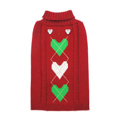 KYEESE Valentines Day Dog Sweaters for Medium Dogs Red Pullover Knitwear with Leash Hole Pet Sweater
