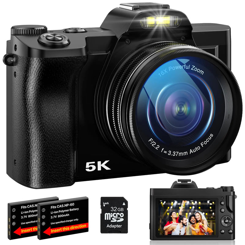 5K Digital Camera WiFi Autofocus Vlogging Camera for YouTube 48MP Camera for Photography and Video 3.5
