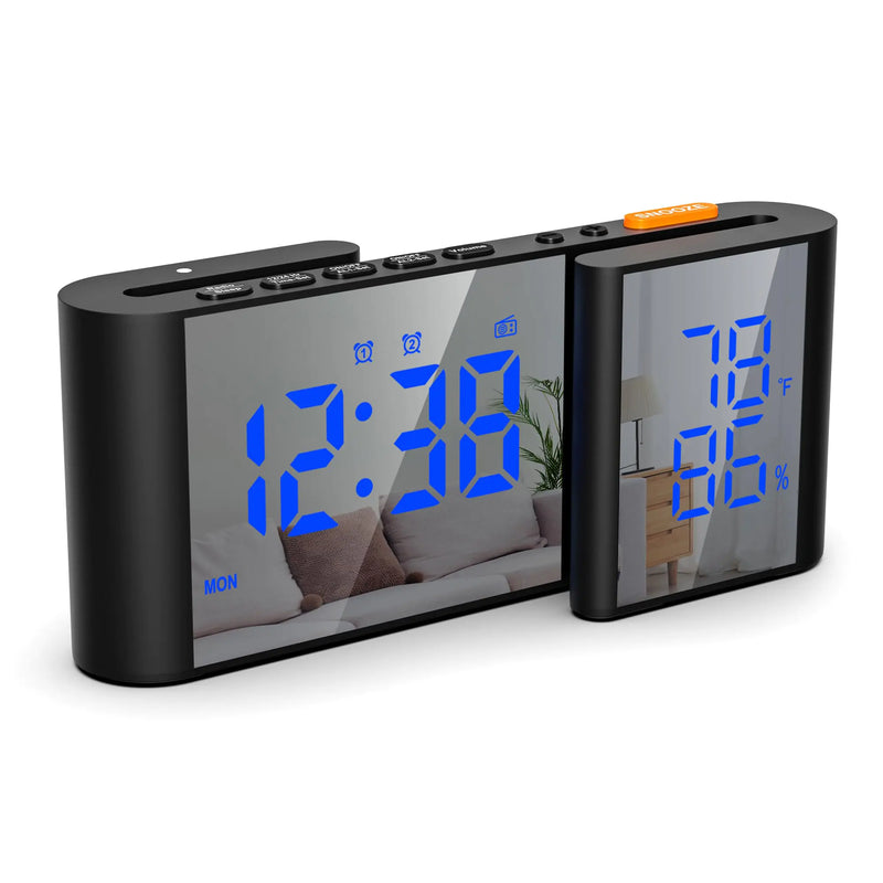 VAUNO Alarm Clock Radio Digital Alarm Clock for Bedrooms with USB Port Large LED Display with Brightness Dimmer Bedside FM Radio with Sleeper Timer Temperature Adjustable Volume Snooze