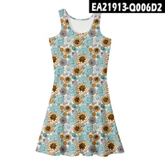 2021 Summer Women's Loose Floral Print Midi Dress