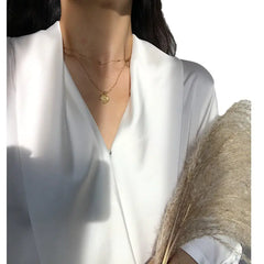 Kastite S925 Silver Heart Double Layer Necklace for Women