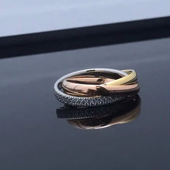 Diamond Couple Design Trend Cross Three Rings in 3 Colors