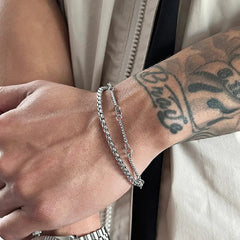 Men's Double Layer Fashion Titanium Steel Bracelet