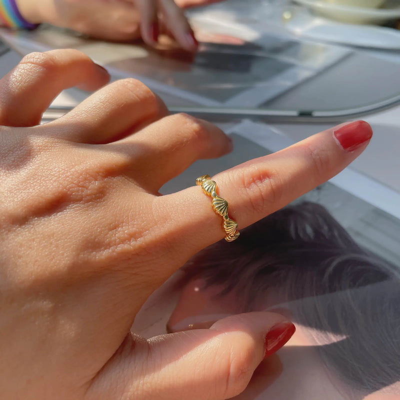 925 Sterling Silver Shell Design Fashion Ring