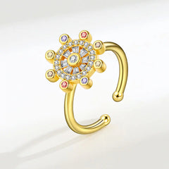 Sterling Silver Rotating Star Plate Ring for Women