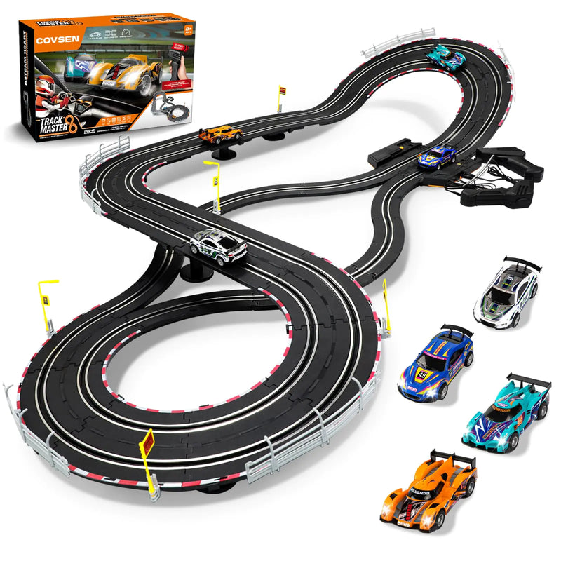 Slot Car Race Track Sets - Electric Race Car Track for Boys and Kids - RC Race Track with 4 Slot Cars Dual Racing Track Electric Powered Race Track Toys Birthday for Boys Child 8-12