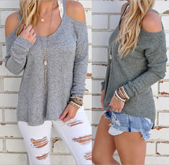Fall Winter Sexy Off-Shoulder Long Sleeve Top for Women