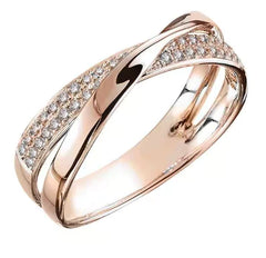 X-Shaped Dual Color Diamond Ring for Cross-Border E-Commerce