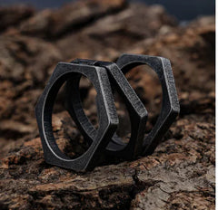 Multilateral Minimalist Retro Titanium Steel Ring