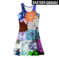 2021 Summer Women's Loose Floral Print Midi Dress