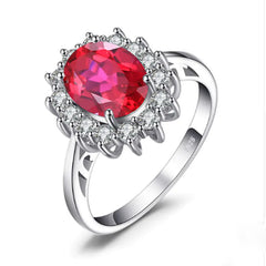 Colored Gems Ring and Stud Earrings Set for Women