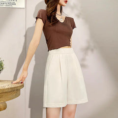 Women's High Waist Summer Plus Size Wide Leg Shorts