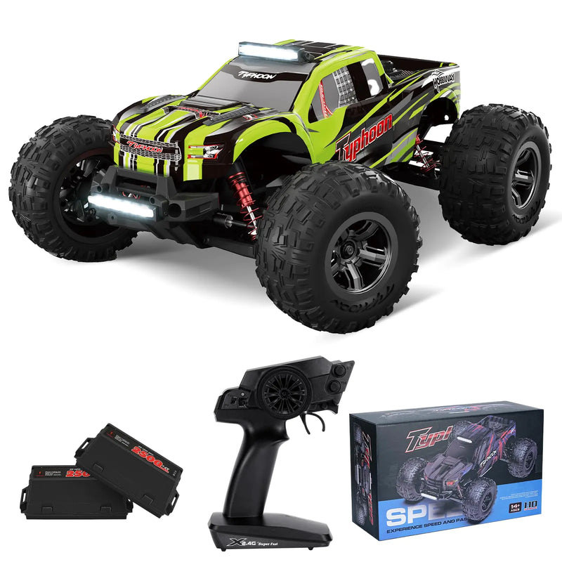 ITEFDTUTNE 1:10 Off-Road All Terrain Remote Control Car RC Monster Truck Max 43 Km/H High Speed 4WD Electric RC Cars with 2.4 GHz Remote Control and 2 Lipo Batteries for Kids Adults Boys Gifts
