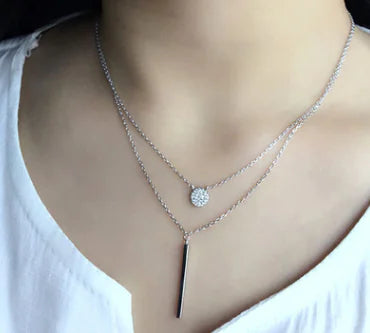 S925 Silver Necklace with Stylish Double Layer Design