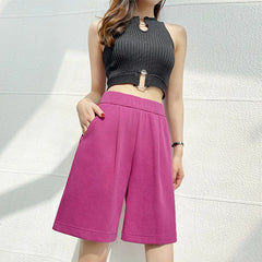 Women's High Waist Summer Plus Size Wide Leg Shorts