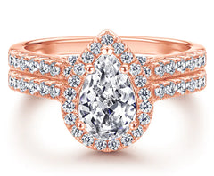 925 Sterling Silver Creative Water Drop Zircon Ring