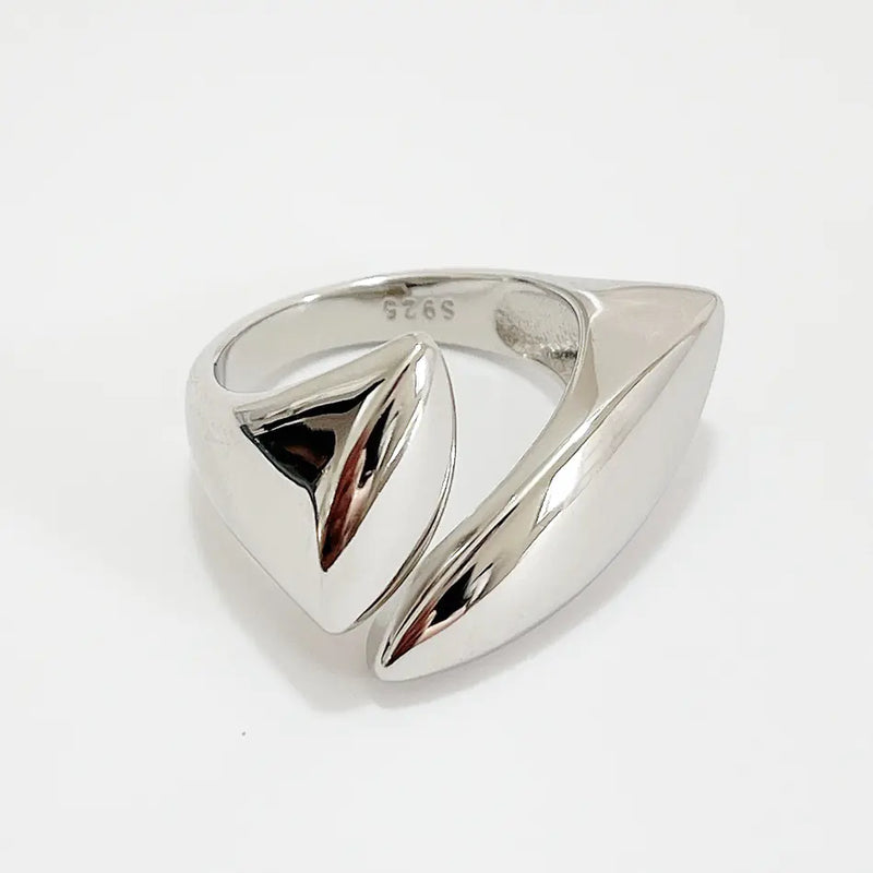 925 Sterling Silver Simple Geometric Opening Ring