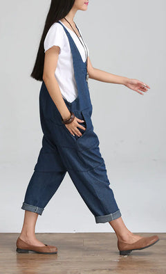 Women's Plus Size Loose Denim Jumpsuit & Overalls