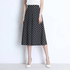 Women's High Waist Polka Dot Chiffon Wide Leg Pants