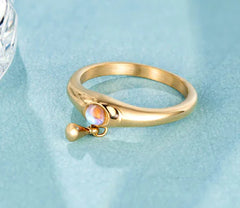 Three-Dimensional Minimalist Pearl Titanium Steel Ring