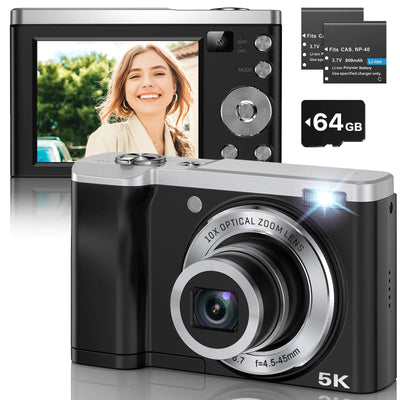 56MP 5K Digital Camera 10X Optical Zoom Front and Rear Dual Cameras with 2.8
