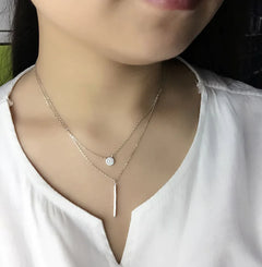 S925 Silver Necklace with Stylish Double Layer Design