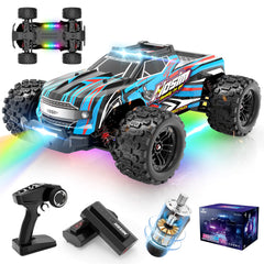 Hosim 1:14 RC Cars with Colorful LED Lights 40+ KPH High Speed Remote Control Car 4WD RC Trucks Waterproof Off-Road Jumping Crawler for Boys Children Adults