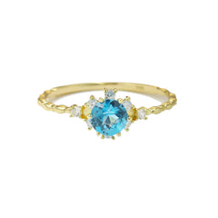 S925 Silver Natural Blue Topaz Zircon Ring for Women