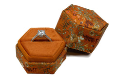 Beatrix & Luca Printed Fabric Velvet Ring Box for Wedding Ceremony Proposal Engagement Bridal (Marigold Single Ring)
