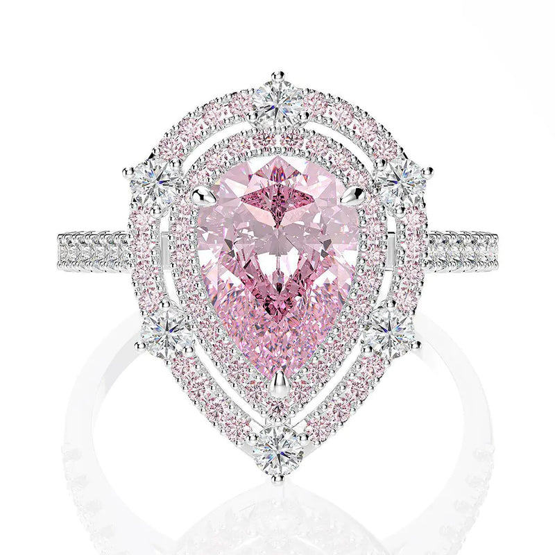 Luxury S925 Sterling Silver Water Drop Zircon Ring