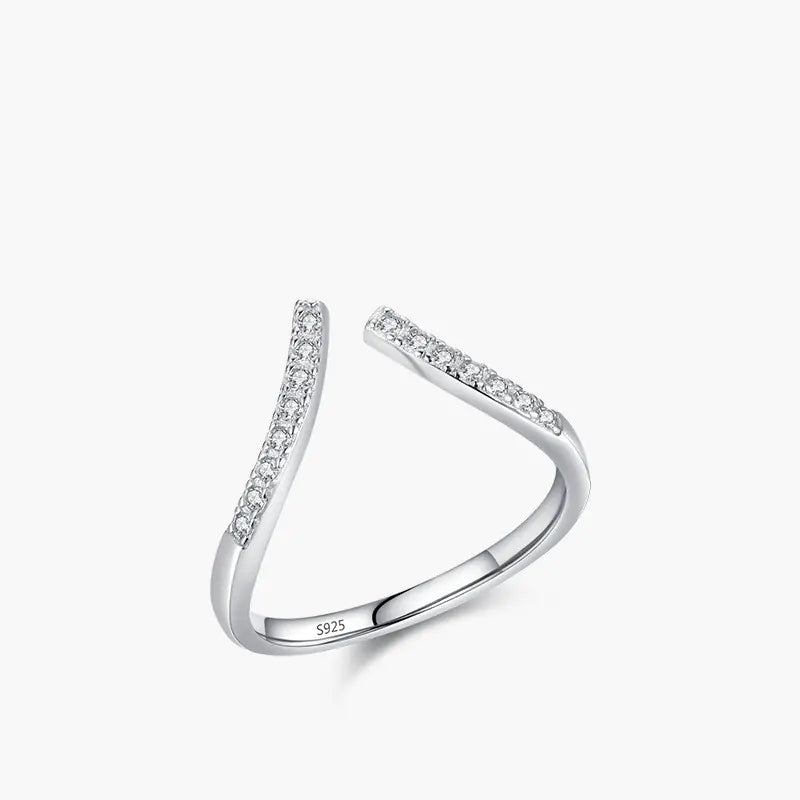 S925 Sterling Silver Micro Insert Diamond Opening Ring