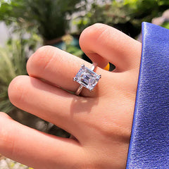 925 Silver Moissanite Engagement Ring with Zirconia