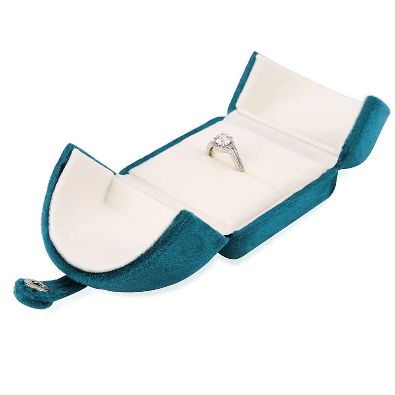 iSuperb Velvet Ring Box Couple Proposal Jewelry Gift Box Engagement Ring Boxes Jewelry Display Storage for Wedding Christmas Anniversary (Ring Box)