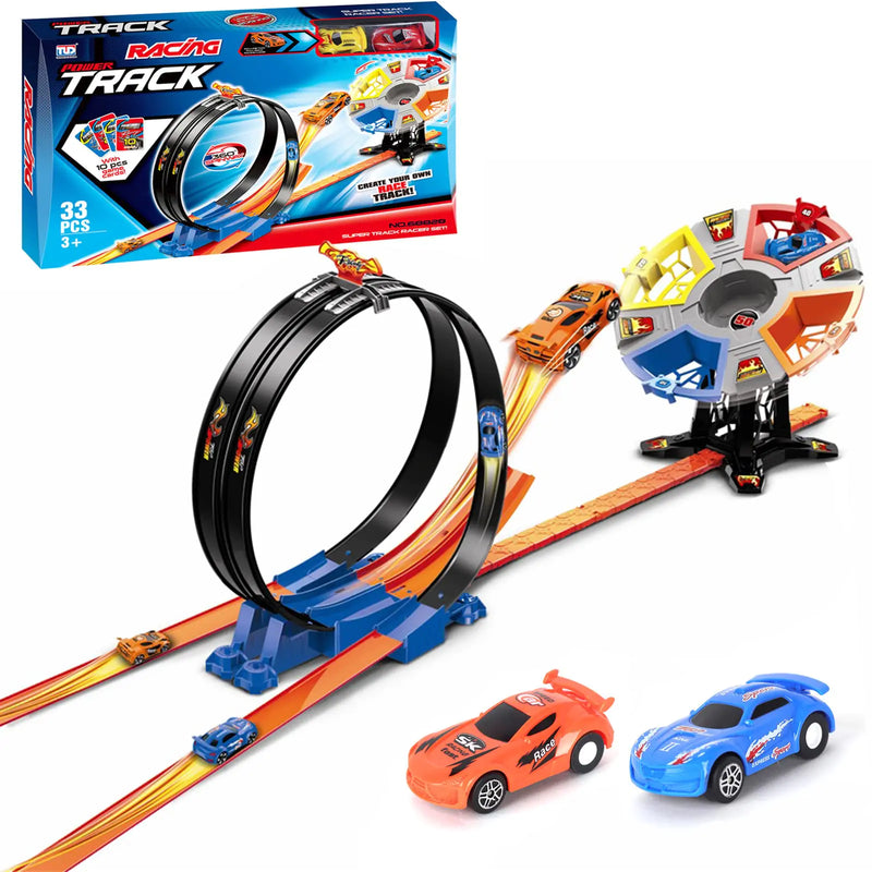 Race Track Sets Two-Player Competitive Car Race Track Toys for Kids 2 High Speed Race Cars 360° Loop Track Car Toys for Boy Girls Christmas Birthday Gift (B Race Car Set)