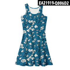 2021 Summer Women's Loose Floral Print Midi Dress