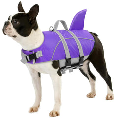 AOFITEE Dog Life Vest for Swimming Shark Dog Life Jacket for Small Dogs Adjustable Dog Swimming Vest with Rescue Handle and High Buoyancy Reflective Puppy Life Jacket Lifesaver for Boating XS