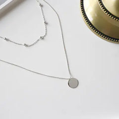 S925 Silver Choker Necklace with Double Layer Design