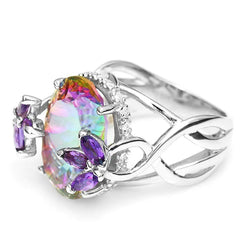 Colorful Rainbow Zirconia Princess Ring in Silver 925