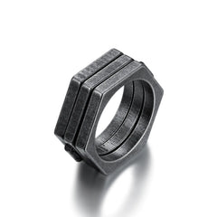 Multilateral Minimalist Retro Titanium Steel Ring