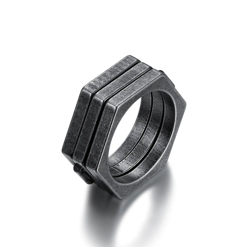 Multilateral Minimalist Retro Titanium Steel Ring