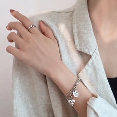 925 Silver Heart Double Layer Bracelet for Women
