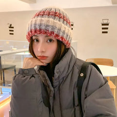 Japanese Thick Striped Wool Peplum Wrap for Warmth