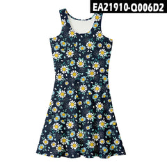 2021 Summer Women's Loose Floral Print Midi Dress